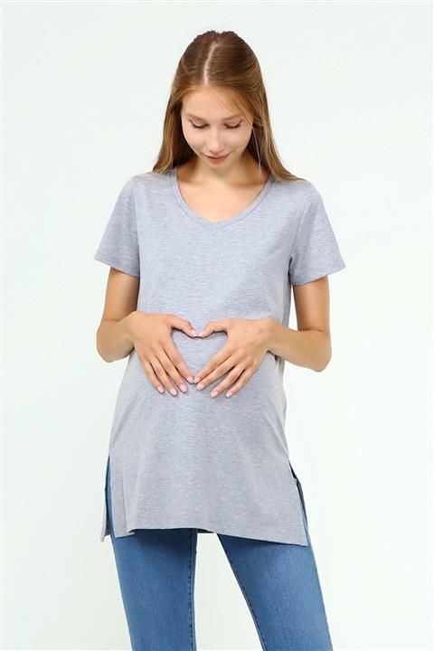 Luvmabelly Myra2044 - Hamile Tshirt V Yaka - Gri