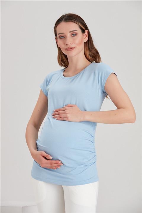 Görsin Hamile Kadın Mavi  Basic Hamile Tişört