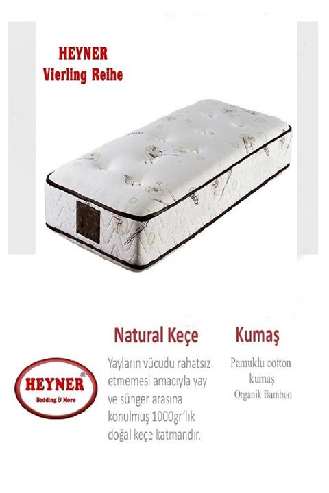 Heyner Vierling Reihe 100x180 Cm Ortopedik Yaylı Yatak Lüx Coffe Bamboo Yatak