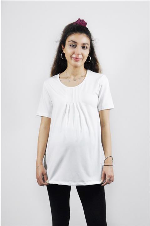 MERLİYN GİYİM Merliyn Önü Pileli Yuvarlak Yaka Hamile Tshirt Mr-12