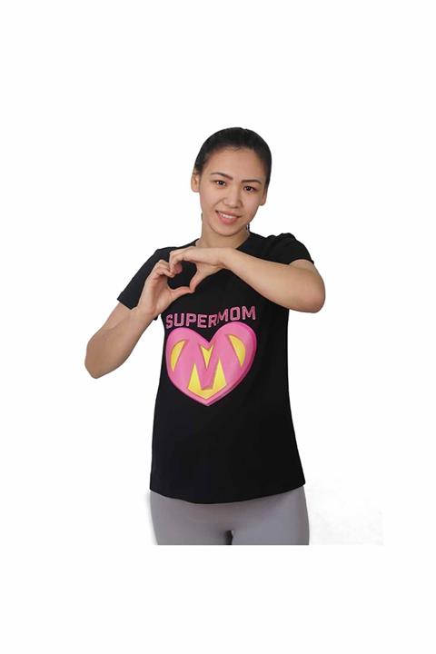 Mummy's Baby Hamile Tişört Super Mom Siyah