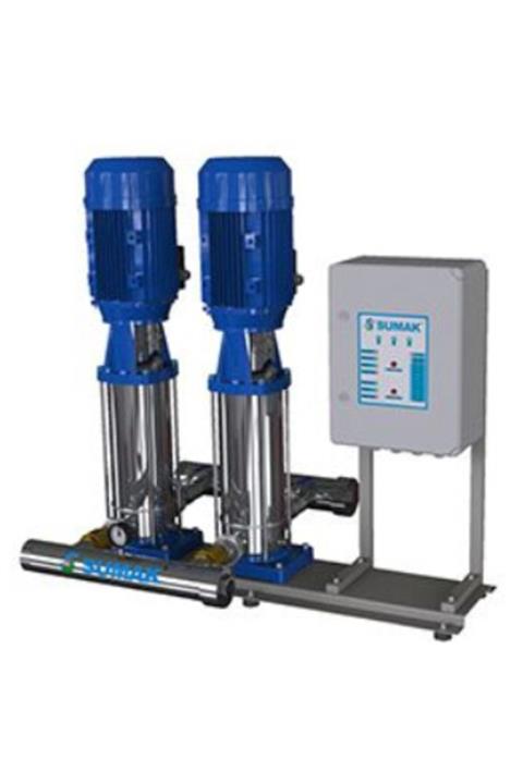 Sumak SHTP8 B 220/8 Düşey Milli Kademeli Çift Pompalı Paslanmaz Hidrofor 8 KAT 48 DAİRE