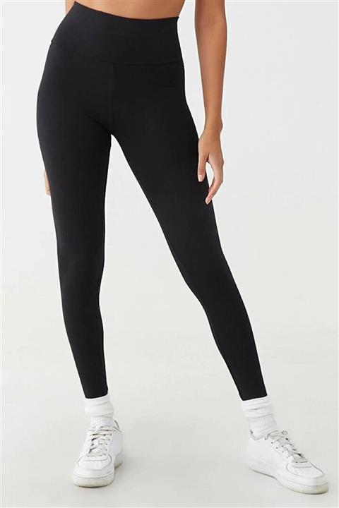 SİNCE 18 Kadın Siyah Toprlayıcı Yüksek Bel Örme Tayt