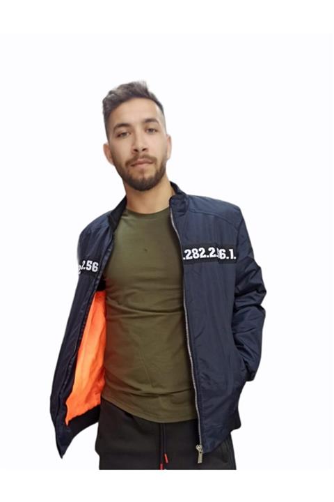 Güzel giyim Erkek Lacivert Mevsimlik Yağmurluk Mont