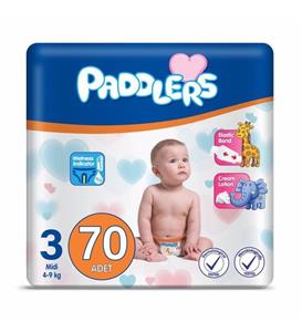 Paddlers Bebek Bezi 3 Numara Midi 70 Adet (4-9 Kg) Jumbo Paket