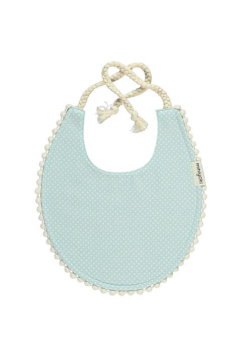Miniyoki Minty Açık Yeşil Mama Önlüğü, %100 Pamuk, Polka Dot Desenli, Ponpon Şeritli