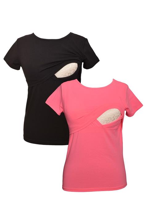 MYRA by LuvmaBelly Hamile Siyah&Pembe T-Shirt