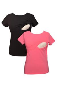 MYRA by LuvmaBelly Hamile Siyah&Pembe T-Shirt