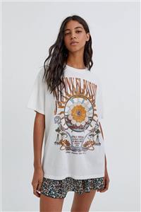 Pull & Bear Grafik Güneş Baskılı Retro T-Shirt