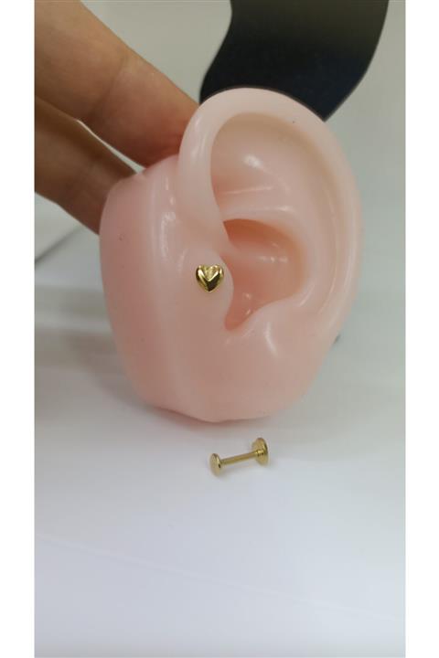 Arescollection Çelik Gold Kalp Tragus Piercingi