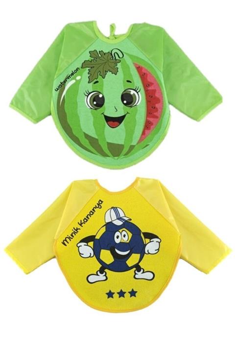 Belinay Karpuz Ve Minik Kanarya Giyilebilir Kollu Mama Önlüğü