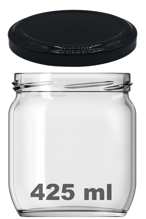 Afracam 425 Ml Metal Siyah Kapaklı Şeffaf Cam Kavanoz