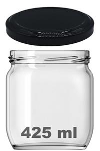 Afracam 425 Ml Metal Siyah Kapaklı Şeffaf Cam Kavanoz