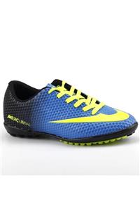 Walked Erkek Mavi Sarı Halı Saha Çim Futbol Spor Ayakkabı 401