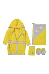 Miniworld Chick Baskılı Unisex Bebek Bornoz Seti