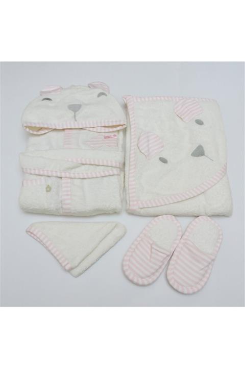 Bibaby Kız Bebek Pembe New Baby Bornoz Seti