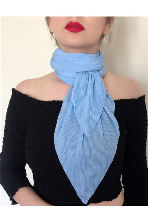 HÜLYA AKSESUAR Ithal Börümcük Fular Mavi