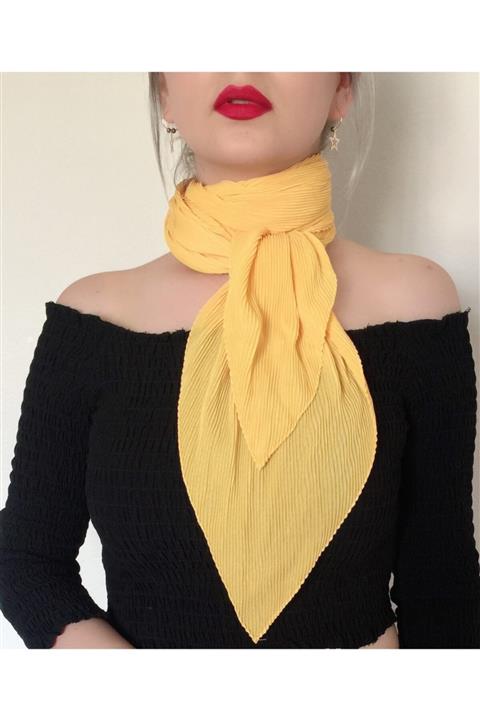 HÜLYA AKSESUAR Ithal Börümcük Fular Sarı