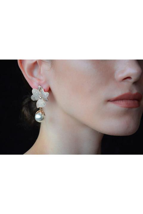 Bayemeyc Fioralba Incili Gümüş Çiçek Küpe