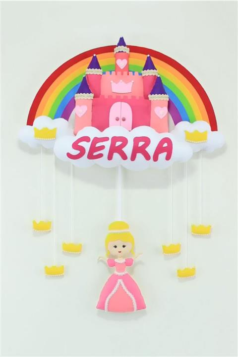 Renkli Hayallerim Serra Isimli Şatolu Bebek Kapı Süsü