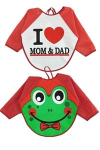 Belinay Kurbağa Ve I Love Mom Dad Kollu Mama Önlüğü