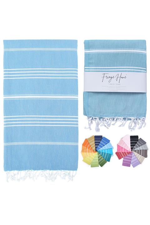 Fringe Home Çizgili Sultan Peştemal Açık Mavi