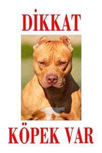 altın pati Dikkat Köpek Var Uyarı Levhası (kahverengi Pitbull)