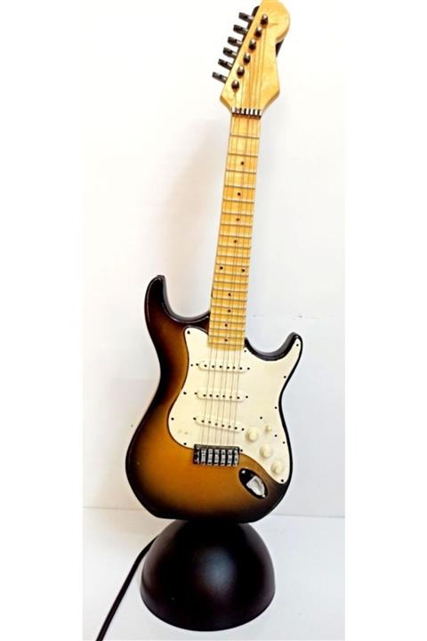 Mixperi Krem Ve Siyah Rengi Özel Tasarım El Yapımı Gitar Şeklinde Dekoratif Masa Lambası