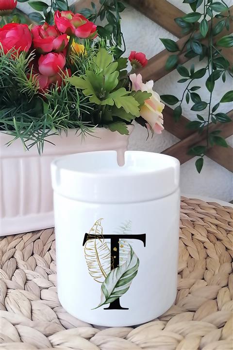 Kreatölye T Harfi Baskılı Beyaz Kül Tablası