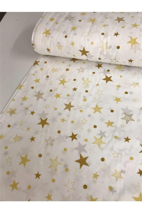 Bebek Özel Pamuklu Bebek Çocuk Lastikli Çarşaf 70x100 Yeni Sarı Yıldızlı