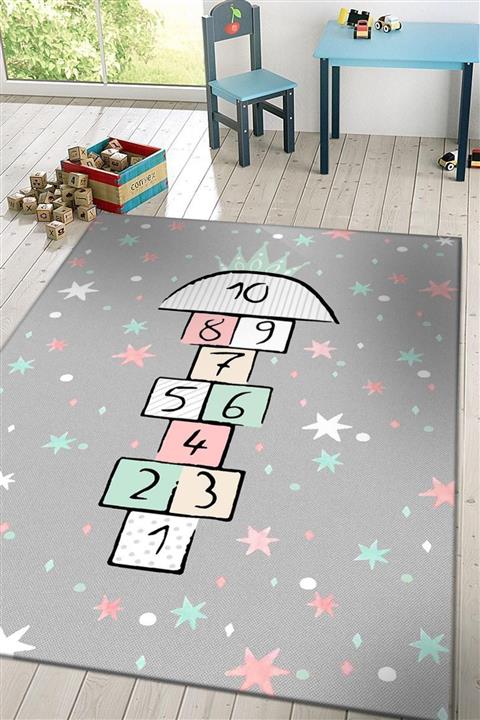 Frenda Home Yıldız Desen Kaymaz Deri Taban Dekoratif Halı