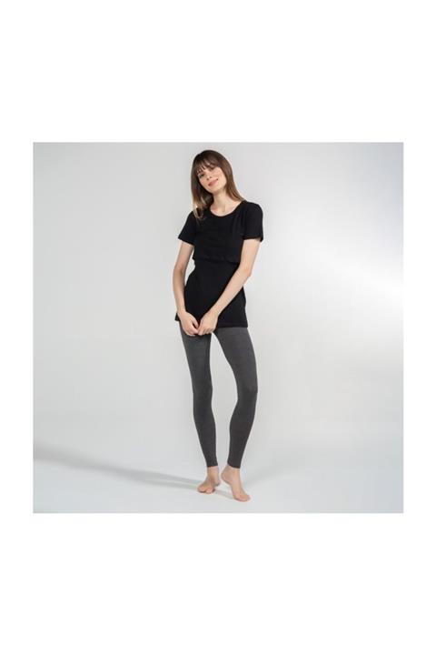 FUNNA MAMMA Bisiklet Yaka Emzirme T-Shirt - Letizia - Siyah