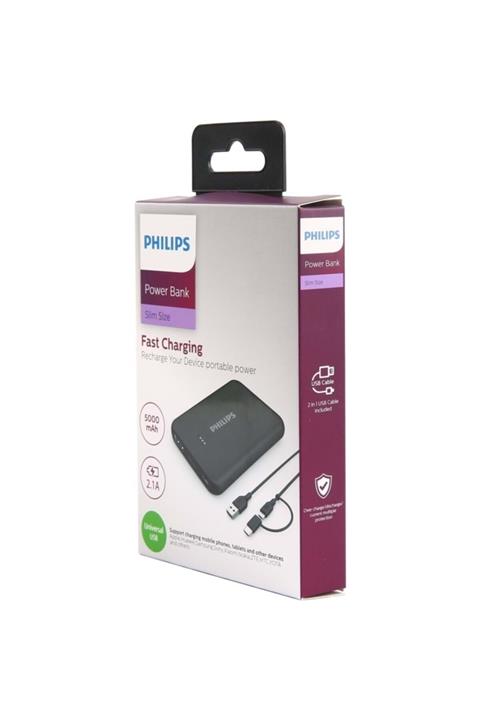 Philips Dlp1510ab-51-siyah Slim 5000mah Mah 2.1a Type-c-micro Girişli Powerbank