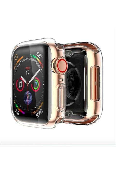 Deilmi Apple Watch 44 Mm Uyumlu Şeffaf Silikon Kılıf Tam Koruma Akıllı Saat Ekran Koruyucu