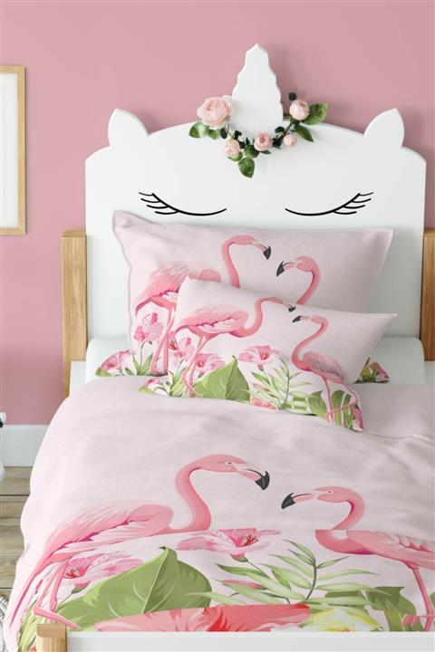 Rivaİstanbul Sevimli Flamingolar Çocuk Nevresim Takımı Pamuk Saten (ÇARŞAFSIZ)