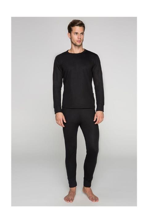 Momslab Unisex Siyah Active Ribana Yetişkin Termal İçlik Takım