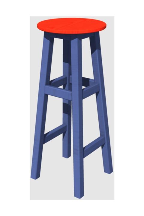 Arbre Bar Taburesi,marin Mavi Iskelet ,80cm Yükseklik / Kırmızı Tabla