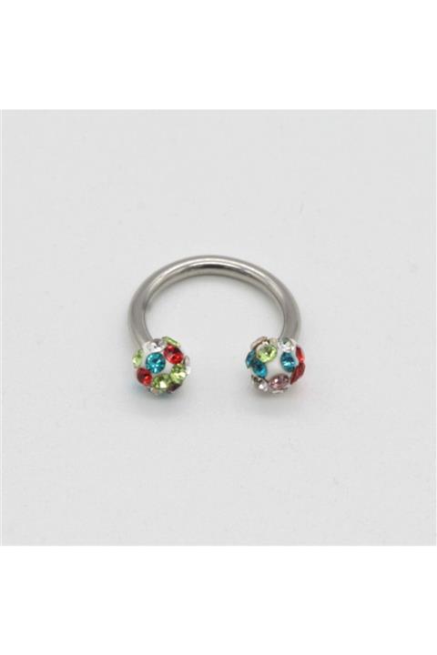 ROZA ACCESSORIES Cerrahi Çelik Çok Renkli, Zirkon Taşlı, Kıkırdak, Dudak, Burun, Septum, Tragus Piercing.