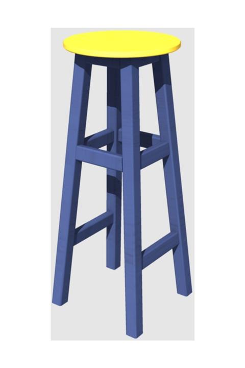 Arbre Bar Taburesi,marin Mavi Iskelet ,80cm Yükseklik / Sarı Tabla