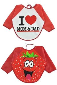 Belinay Çilek Ve I Love Mom Dad Kollu Mama Önlüğü