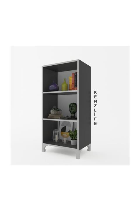 Kenzlife Kitaplık Tuğçe 088*040*020 Gri Ayaklı Mutfak Dolabı Banyo Ofis Ayakkabılık Kiler