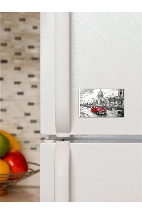 Panorama Ajans Kırmızı Klasik Araba Süs Dekor 6x9cm Magnet