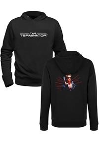 Alfa Tshirt Terminatör Tasarımlı Baskılı Siyah Ön Arka Baskılı Sweatshirt