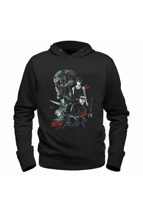 Alfa Tshirt Terminatör Tasarımlı Baskılı Siyah Sweatshirt