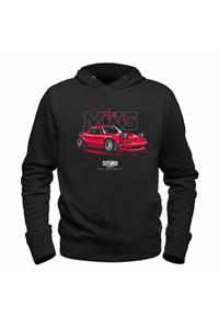 Alfa Tshirt Araba Mx5 Mazda Tasarımlı Baskılı Siyah Sweatshirt