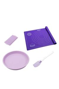 Silicolife Ramazan Bereketi 4'lü Set Hamur Pad ,tepsi Desen Turta Ve Kek Kalıbı,büyük Boy Spatula,parmak Buzluk