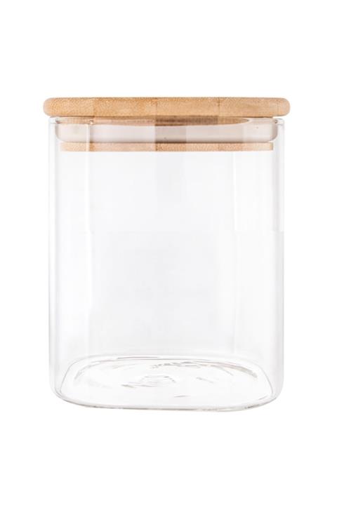 Mama Camilla Bambu Kapaklı Kare Kavanoz Baharatlık Borosilikat Vakumlu Borcam 6122