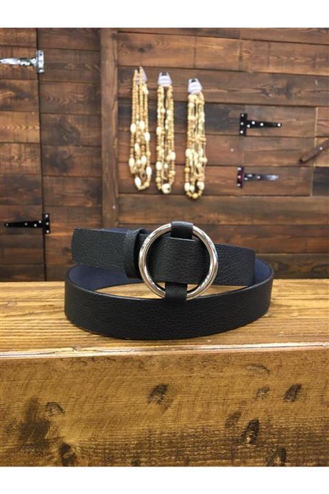 Kemerix Kadın SiyahHalka Tokalı Kemer