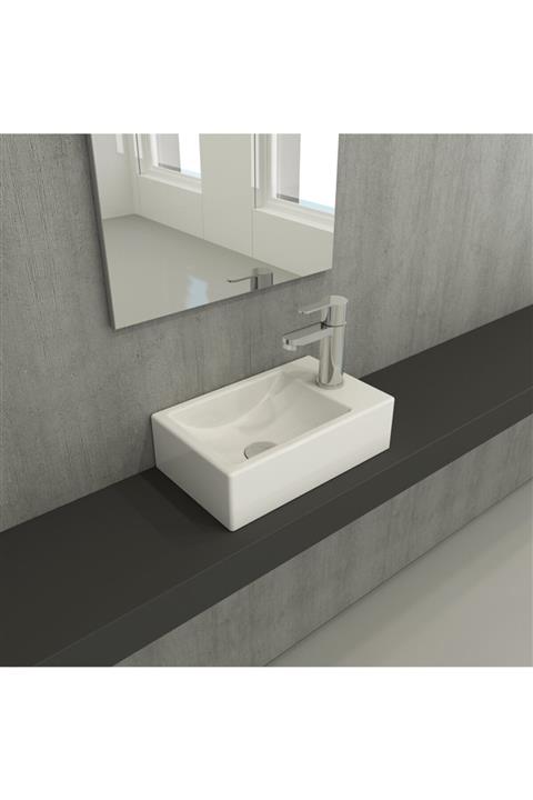 Bocchi Milano Dar Sağ Lavabo 37 Cm Parlak Beyaz