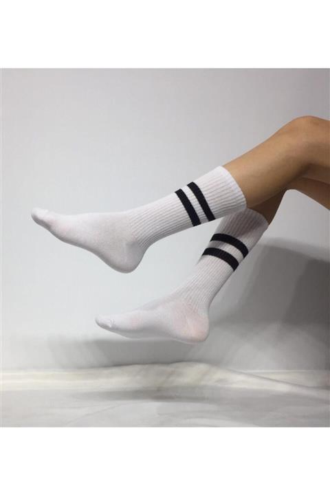 ShopKeepeers Unisex Çizgili Taban Altı Havlu Dikişsiz Tenis Çorabı Ad-7086-101